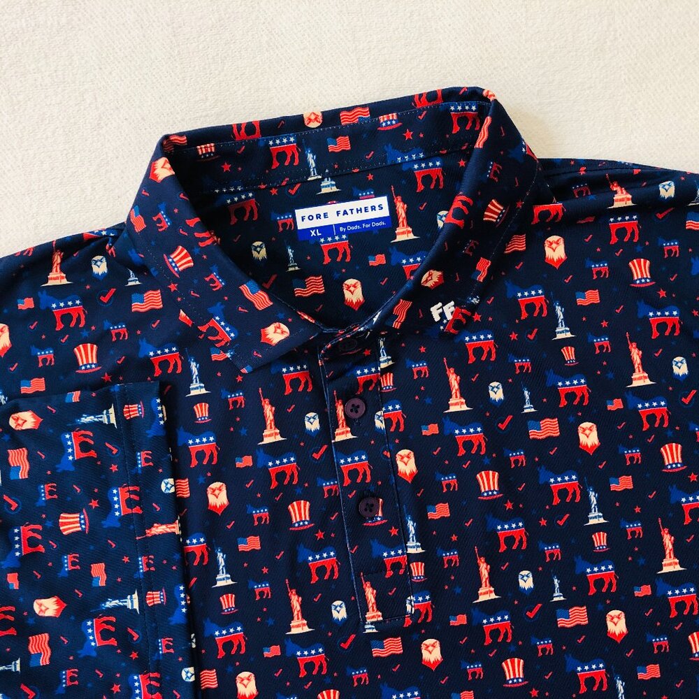 Fore Fathers Men's Size XL Democratic Party‎ Donkey America Golf Polo Shirt